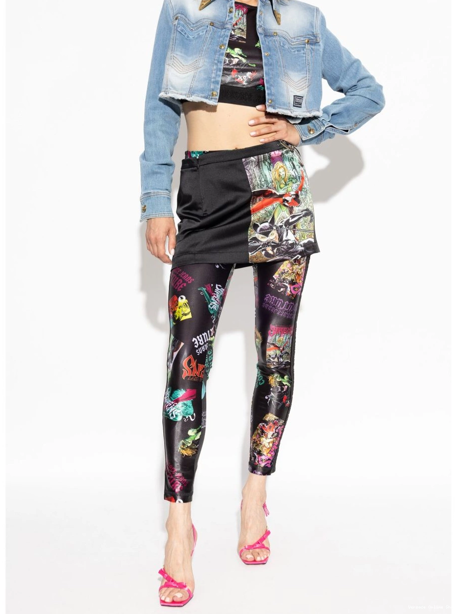 Cheap Women graphic-print Couture Jeans belted mini Versace skirt 0404